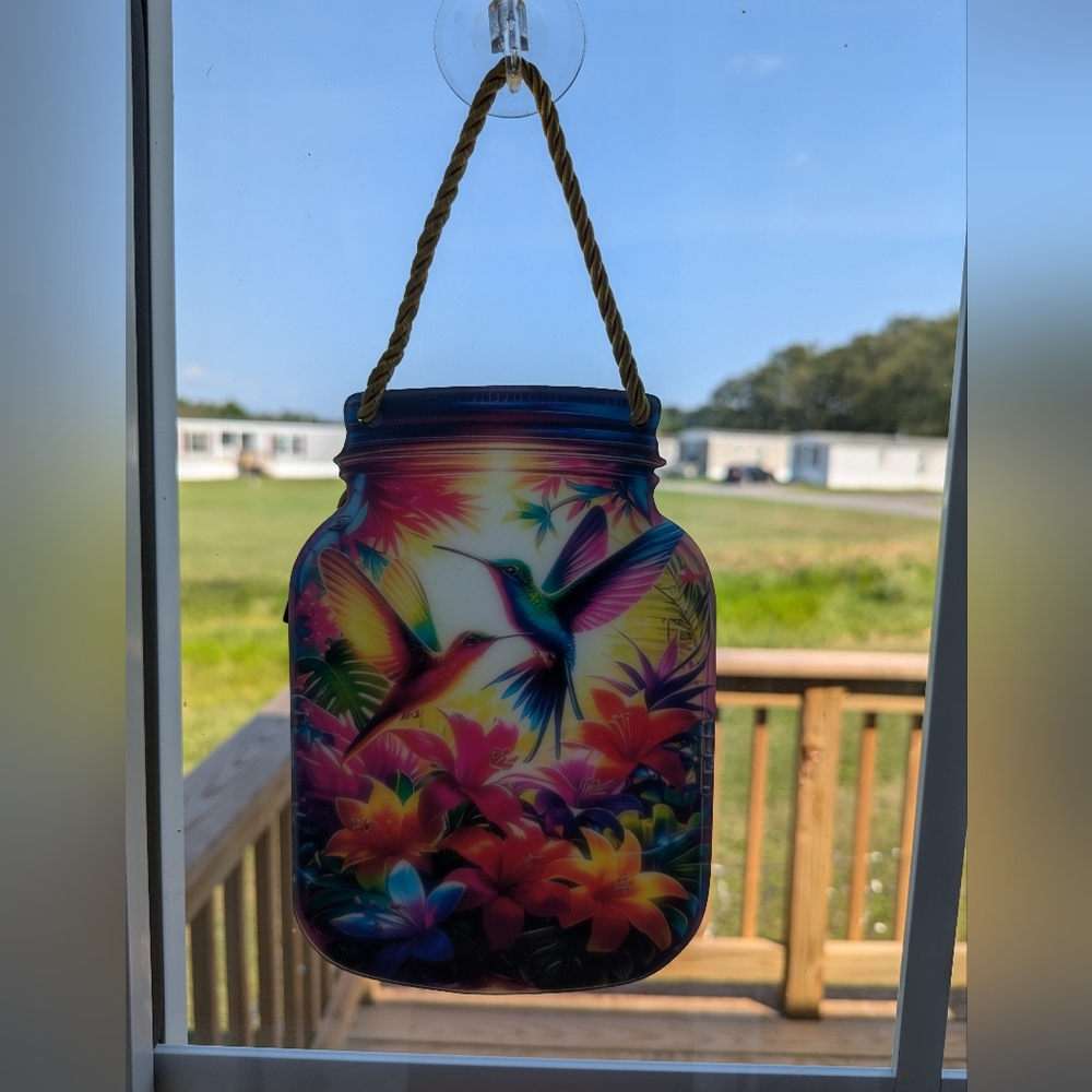 Mason Jar Hummingbird Suncatcher